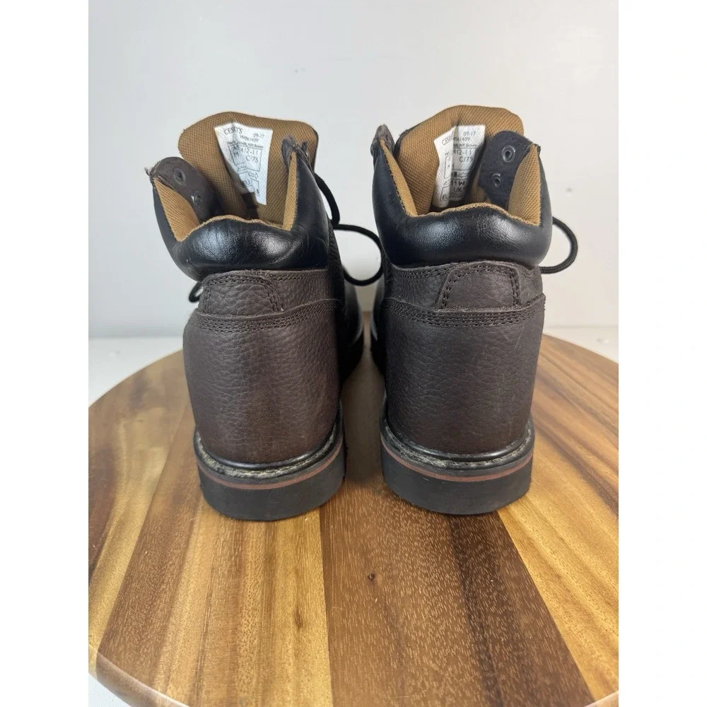 Schmidt Waterproof Brown Leather Safety Toe Work Boots Mens 10.5 W